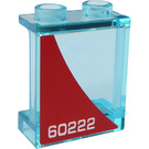 LEGO Transparant Lichtblauw Paneel 1 x 2 x 2 met '60222' (Rechtsaf Kant) Sticker met zijsteunen, holle noppen (6268)