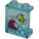 LEGO Transparent Light Blue Panel 1 x 2 x 2 with Fish tank sticker with Side Supports, Hollow Studs (6268)