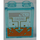 LEGO Transparent Light Blue Panel 1 x 2 x 2 with 'LOADING' and Arrow Sticker with Side Supports, Hollow Studs (6268)