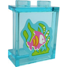LEGO Transparent Light Blue Panel 1 x 2 x 2 with pink fish facing right with yellow stripes Sticker with Side Supports, Hollow Studs (6268)