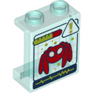LEGO Transparent Light Blue Panel 1 x 2 x 2 with Red Spider with Side Supports, Hollow Studs (6268 / 84845)