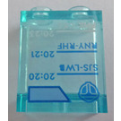 LEGO Transparent Light Blue Panel 1 x 2 x 2 with 'T' '20:20' and '20:21' Sticker with Side Supports, Hollow Studs (6268)