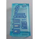 LEGO Bleu clair transparent Panneau 1 x 2 x 3 avec Trois Batteries et Sim Card Autocollant avec supports latéraux - tenons creux (35340)