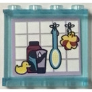 LEGO Transparent Light Blue Panel 1 x 4 x 3 with Bathroom tub wall with rubber duckie Sticker with Side Supports, Hollow Studs (35323)
