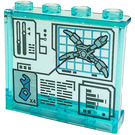 LEGO Transparentes Hellblau Panel 1 x 4 x 3 mit Displays, 'X4', Arm Mechanisch Aufkleber mit Seitenstützen, Hohlbolzen (35323)