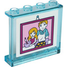 LEGO Transparant Lichtblauw Paneel 1 x 4 x 3 met Framed Picture en Bathroom Utensils in the Rug Sticker met zijsteunen, holle noppen (35323)