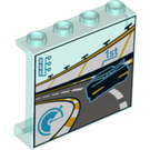 LEGO Transparente celeste Panel 1 x 4 x 3 con Race Montior 1st place  con soportes laterales, espigas huecas (33618 / 60581)