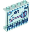 LEGO Transparant Lichtblauw Paneel 1 x 4 x 3 met Steen en Battery met zijsteunen, holle noppen (35323 / 106343)
