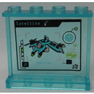 LEGO Transparent Light Blue Panel 1 x 4 x 3 with 'SATELLITE TRACKING', Psyclone’s Flyer on Screen Sticker with Side Supports, Hollow Studs (35323)