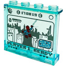 LEGO Transparent Light Blue Panel 1 x 4 x 3 with Spider-man, 'PLAYER 1 READY', 170819, Map Sticker with Side Supports, Hollow Studs (35323)
