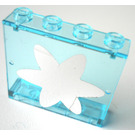 LEGO Transparent Light Blue Panel 1 x 4 x 3 with Star Shaped Mirror Sticker without Side Supports, Hollow Studs (4215)