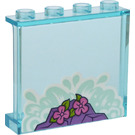 LEGO Transparent Light Blue Panel 1 x 4 x 3 with Water Waves and Flowers on Rocks Sticker with Side Supports, Hollow Studs (35323)