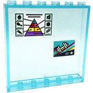 LEGO Transparentes Hellblau Panel 1 x 6 x 5 mit Pyramide und dumbbells Aufkleber (59349)