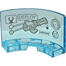 LEGO Transparent Light Blue Panel 4 x 4 x 3 Round Quarter with Screen with Mark VII Armor and 'DEPLOY' Sticker (4041)