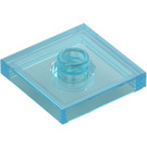 LEGO Transparentes Hellblau Platte 2 x 2 mit Nut und 1 Mitte Noppe (23893 / 87580)