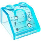 LEGO Transparant Lichtblauw Helling 2 x 2 (45°) met Lighting Bolt, Schild, Signaal, Buttons Sticker (3039)