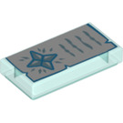 LEGO Transparentes Hellblau Fliese 1 x 2 mit Crystals und Writing mit Nut (3069 / 36703)