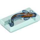 LEGO Transparent Light Blue Tile 1 x 2 with Koi with Groove (3069 / 75423)