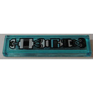 LEGO Transparent Light Blue Tile 1 x 4 with Black, Silver and Medium Blue Mechanical Pattern, Type 2 Sticker (2431)