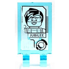 LEGO Transparent Light Blue Tile 2 x 3 with Horizontal Clips (Thick Open 'O' Clips) with Computer Monitor Displaying Jubilee