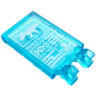 LEGO Transparant Lichtblauw Tegel 2 x 3 met Horizontaal Clips met Dinosaurus 'TRICERATOPS' Sticker (Dikke open 'O'-clips) (30350)