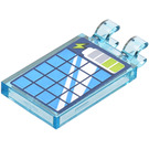 LEGO Bleu clair transparent Tuile 2 x 3 avec Horizontal Clips avec Grid & Battery Autocollant (Pinces épaisses ouvertes en «O») (30350)
