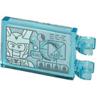 LEGO Transparant Lichtblauw Tegel 2 x 3 met Horizontaal Clips met Screen met 'LOKI' en 'NO MATCH' Sticker (Dikke open 'O'-clips) (30350)