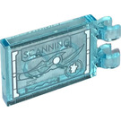 LEGO Transparant Lichtblauw Tegel 2 x 3 met Horizontaal Clips met Screen met 'SCANNING' en Loki’s Scepter Sticker (Dikke open 'O'-clips) (30350)