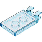 LEGO Transparant Lichtblauw Tegel 2 x 3 met Horizontaal Clips met Solar Paneel Sticker (Dikke open 'O'-clips) (30350)
