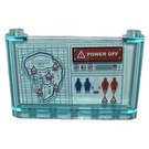 LEGO Transparent Light Blue Windscreen 1 x 6 x 3 with Screen „Restricted Area“ „Power Off“ Sticker (39889)