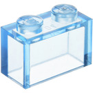 LEGO Bleu moyen transparent Brique 1 x 2 sans tube à l'intérieur (3065 / 35743)