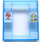 LEGO Transparent Medium Blue Door Frame 2 x 8 x 8 with NO SMOKING and MENU Pattern (45703)