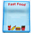 LEGO Transparent Medium Blue Panel 2 x 8 x 8 with Vertical Ridges with FAST FOOD and Drink, Icecream, Burger and French Fries Pattern (30650 / 46153)