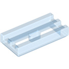 LEGO Transparentes Mittelblau Fliese 1 x 2 Gitter (mit Bottom Groove) (2412 / 30244)