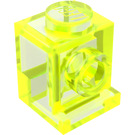 LEGO Transparent Neon Green Brick 1 x 1 with Headlight and No Slot (4070 / 30069)
