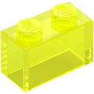 LEGO Transparentes Neongrün Stein 1 x 2 ohne Unterrohr (3065 / 35743)