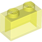 LEGO Transparent Neon Green Brick 1 x 2 without Bottom Tube (3065 / 35743)