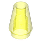 LEGO Transparentes Neongrün Kegel 1 x 1 mit oberer Kante  (28701 / 59900)