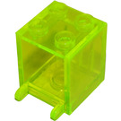 LEGO Transparent Neon Green Container 2 x 2 x 2 with Recessed Studs (4345 / 30060)