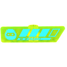 LEGO Transparentes Neongrün Gameplayer Label mit Medium Azure Ninja Kopf und Streifen Muster (Einbau-Vollbolzen)