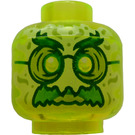 LEGO Transparant Neon Groen Minifigure Hoofd met Decoratie (Verzonken Solid Stud) (3626 / 62954)