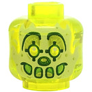 LEGO Transparent Neon Green Minifigure Head with Decoration (Recessed Solid Stud) (3626 / 66699)