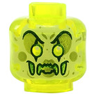 LEGO Transparent Neon Green Minifigure Head with Decoration (Recessed Solid Stud) (3626 / 66705)