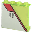 LEGO Vert néon transparent Panneau 1 x 4 x 3 avec Argent et rouge Haut La gauche Autocollant sans supports latéraux, tenons creux (4215)