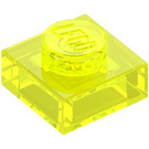 LEGO Transparent Neon Grön Platta 1 x 1 (3024 / 30008)