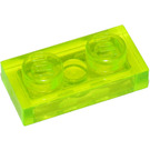 LEGO Transparant Neon Groen Plaat 1 x 2 (3023 / 28653)