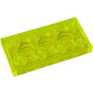 LEGO Transparent Neon Green Plate 2 x 4 (3020)