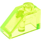 LEGO Transparent Neon Green Slope 1 x 2 (45°) (3040 / 6270)