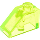 LEGO Transparentní neonově zelenáá Sklon 1 x 2 (45°) (3040 / 6270)