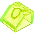 LEGO Transparent Neon Grön Backe 2 x 2 (45°) (3039 / 6227)